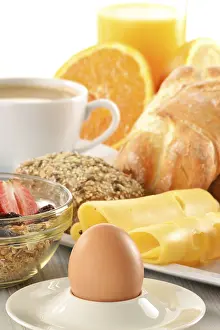 Breakfast With Coffee Drucke: Breakfast with coffee, rolls, egg