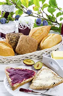 Homemade Plum Spread Drucke: Breakfast with plum jam