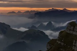 Bregenzerwald Mountains Drucke: Bregenzerwald mountains with clouds below