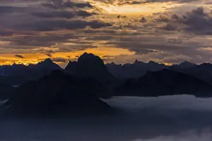 Bregenzerwald Mountains Drucke: Bregenzerwald mountains with clouds below