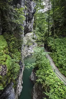 Allgau Tourist Attraction Drucke: Breitach, southern access to the Breitachklamm