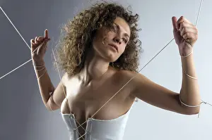 Celebrating Marriage Drucke: The bride has unbuttoned a corset and bare back