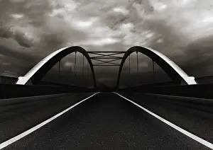 Cloudy Sky Germany Drucke: Bridge in front of a cloudy sky