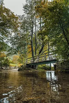 Deserted Waterfront Austria Drucke: Bridge, in nature, over a stream