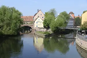 Bavarian Cityscape Drucke: Bridge, Pegnitz, river, stream