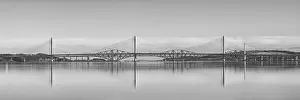 Forth-Brücke Drucke: Brücken über Firth of Forth, Schottland, monochrom.