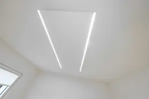 Contemporary European Architecture Style Drucke: Bright ceiling with two parallel LED light strips