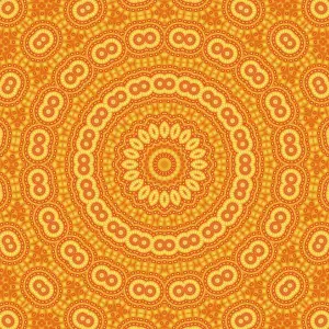 Concentric Circle Design Drucke: Bright orange background with abstract radial pattern
