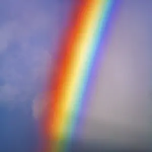 Overcast Sky Background Image Drucke: Bright rainbow, segment in cloudy sky