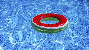Summer Leisure Activity Drucke: A bright ring-a float, with a watermelon
