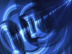 Deserted Futuristic Landscape Drucke: Bright technology background - abstract computer-generated image