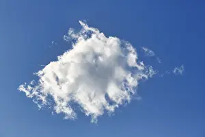 Drucke von Blauer Himmel mit einem einzelnen Wolken, Cumulus, stabile Hochdruckzone, sonniges Wetter, Kondensation, Oslo, Norwegen Humilis Drucke: Blaues Himmel mit einer einzelnen Wolke.