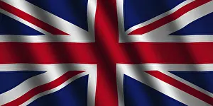 Empty Landscape With Flag Drucke: The British flag flying in the wind