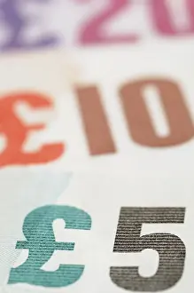 Close Up Money Drucke: British Pound Notes Close Up