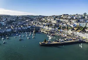 Brixham Harbour Drone View Drucke: Brixham Harbour from a drone, Devon