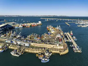 Northern Europe Aerial Landscape Drucke: Brixham Harbour from a drone, Devon