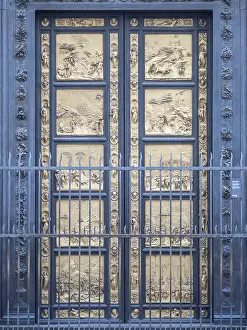 Renaissance Artwork Europe Drucke: Bronze Gate with Old Testament Scenes