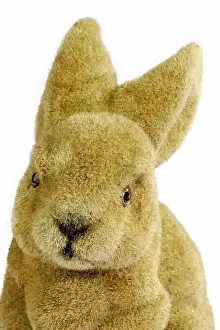 Traditional Easter Decoration Drucke: Brown Easter bunny on white background Easter bunny on white background
