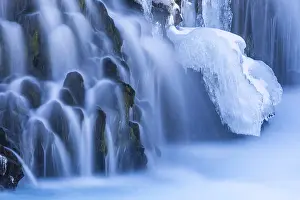 Golden Circle Iceland Drucke: Bruarfoss, waterfall, snow