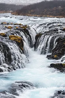 Icelandic Waterfalls In Winter Drucke: Bruarfoss Waterfall in winter