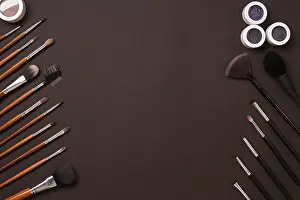 Makeup Brush Drucke: Brush for makeup, eye shadow, view from above