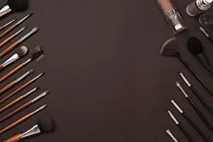 Makeup Brush Drucke: Brush for makeup, eye shadow, view from above