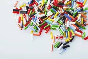 Handicraft Studio Shot Drucke: The bugle beads close up as a background