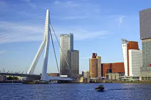 Central Europe Architecture Photos Drucke: Building and part of the Erasmus Bridge