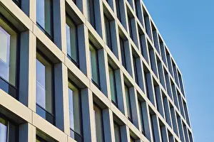 Modern Cityscape Photography Drucke: Building facade with geometric pattern