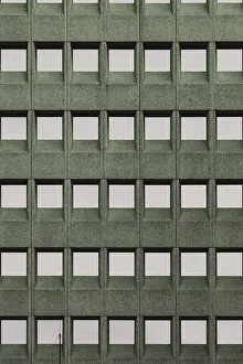 Architectural Style Of The Netherlands Drucke: Building facade with a green grid pattern and square windows