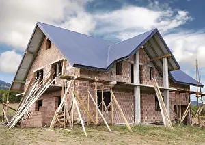 Construction Worker Drucke: Building a house