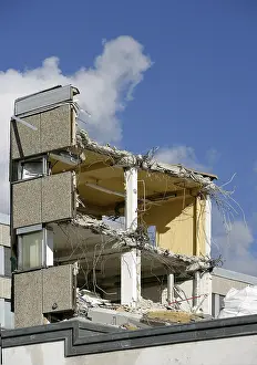 Demolition Site Drucke: Building in the process of being torn down