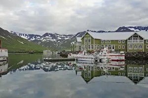 Northern Europe Waterfront Drucke: Building reflected in the water
