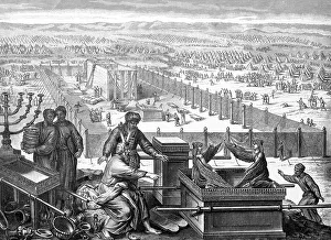 Historical Bible Illustration Drucke: Building the Tabernacle, Pslam 84