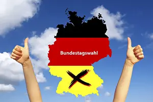 Thumbs Up Gesture Drucke: Bundestag elections, map of Germany
