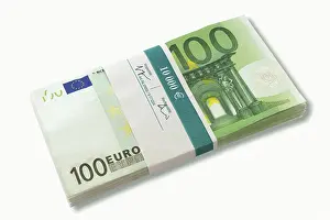 Paper Money Drucke: Bundle of 100 Euro bills