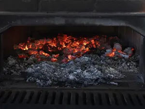 Lueneburg Heath Germany Drucke: Burning coal in an oven for baking bread