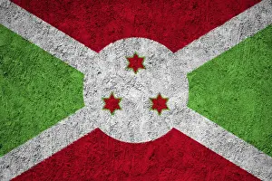 Wandmalereien Drucke: Flagge von Burundi auf der rissigen Grunge-Betonwand gemalt.