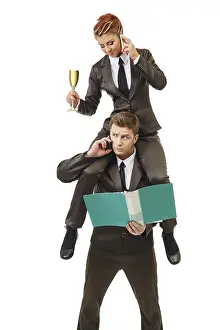Business Professionals Drucke: Business concept, work of manager and executor