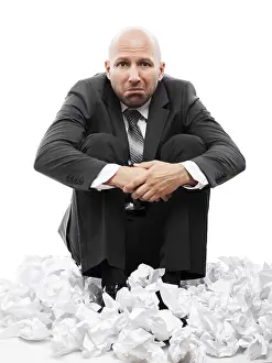 Tired Businessperson Drucke: Business problems and failure at work concept