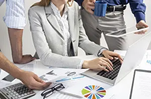 Business Attire Drucke: Business team working with documents