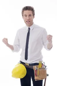 Working Clothes Drucke: Businessman with tools