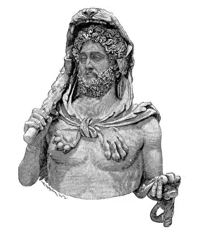 Monochromatic Head Shot Drucke: Bust of Commodus as Hercules, August 31