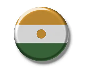 Niger Drucke: Knopf-Abzeichen, Flagge des Niger.