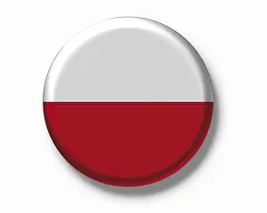 Cut Out National Symbol Drucke: Button badge, flag of Poland