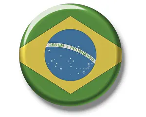 Cut Out National Flag Drucke: Button, flag of Brazil