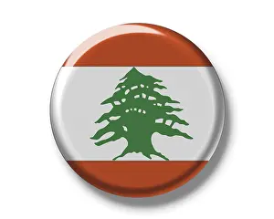 Cut Out National Flag Drucke: Button, flag of Lebanon