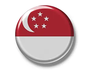 Isolated National Flag Image Drucke: Button, flag of Singapore