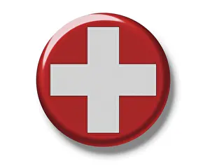 Cut Out National Symbol Drucke: Button, flag of Switzerland