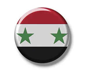 Syria Flag Drucke: Button, flag of Syria